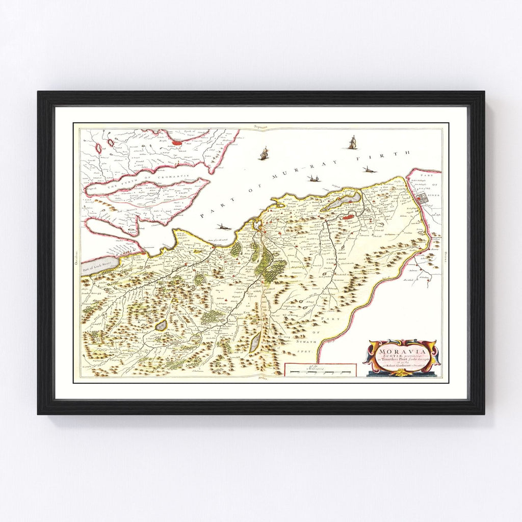 Vintage Map of Moravia, Scotland 1665
