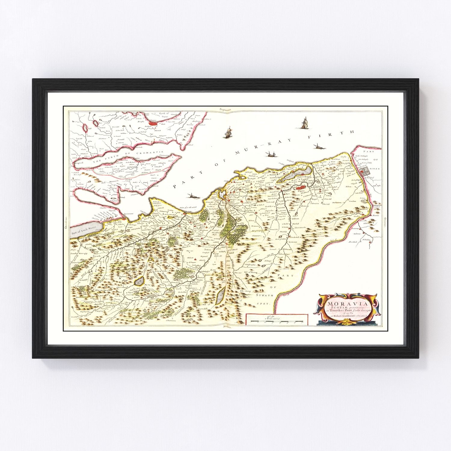 Vintage Map of Moravia, Scotland 1665