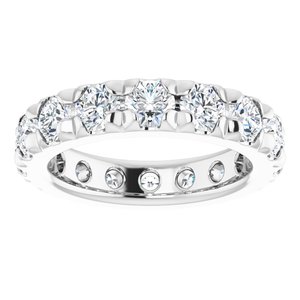 14K White Gold 2 3/8 CTW Natural Diamond French Set Eternity Band Size 4.25