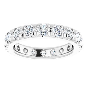 14K White Gold 1 5/8 CTW Natural Diamond French Set Eternity Band Size 4.5