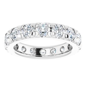 14K White Gold 2 3/8 CTW Natural Diamond French Set Eternity Band Size 4.5