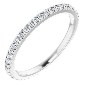 14K White Gold 3/8 CTW Natural Diamond Eternity Band Size 7.25