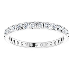 10K White Gold 3/4 CTW Natural Diamond French-Set Eternity Band