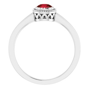 14K White Gold Natural Garnet Ring