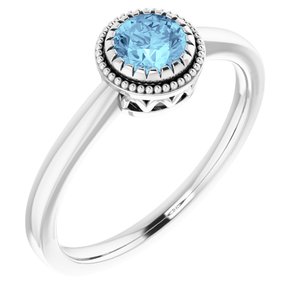 Milgrain Bezel-Set Solitaire Birthstone Ring