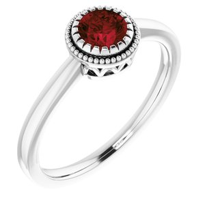 14K White Gold Natural Garnet Ring