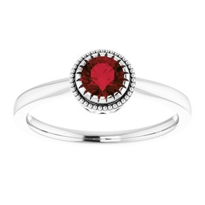 14K White Gold Natural Garnet Ring