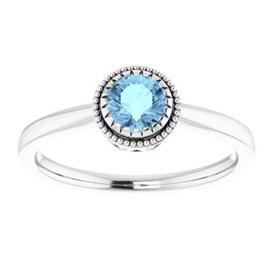 Milgrain Bezel-Set Solitaire Birthstone Ring