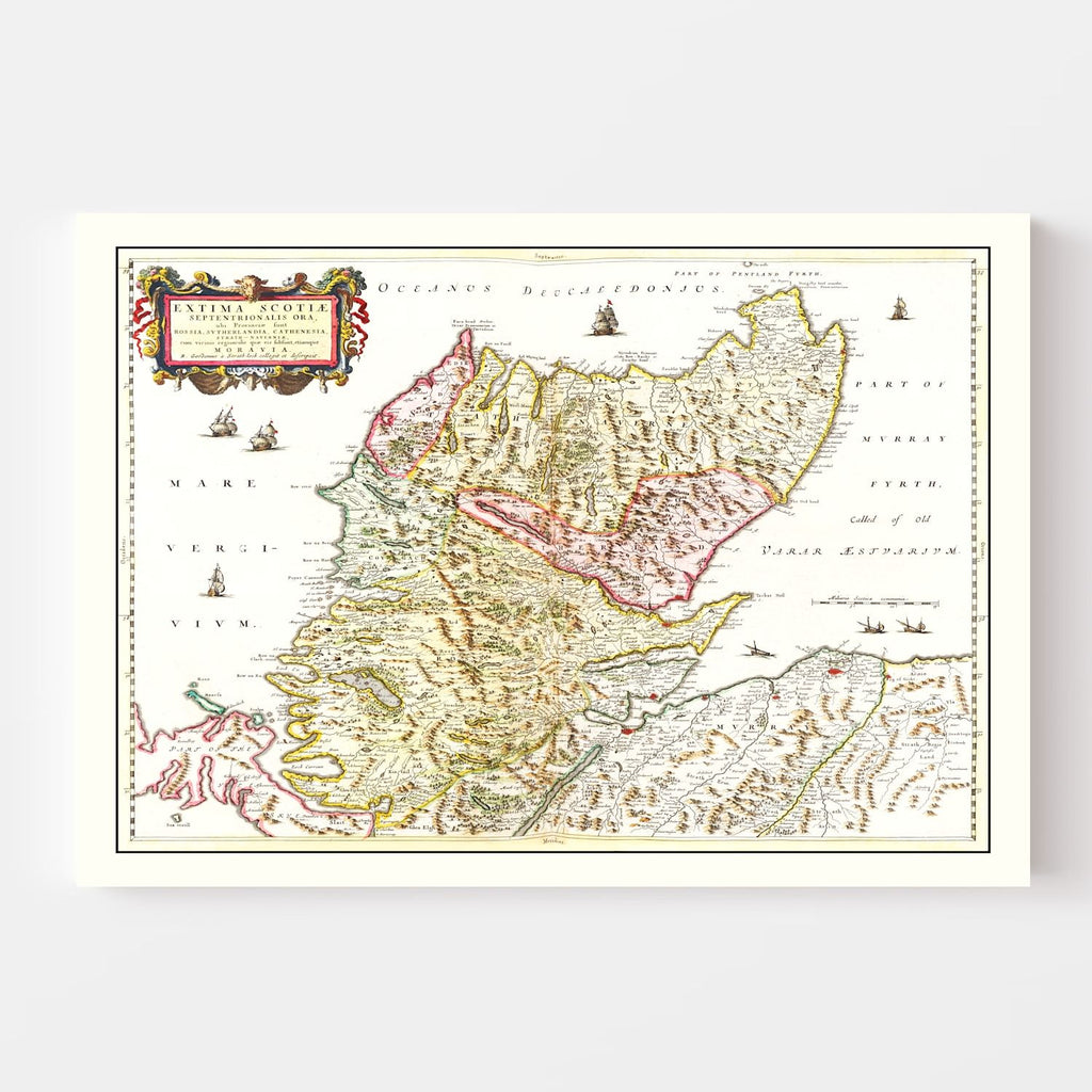 Vintage Map of the Scottish Highlands 1665