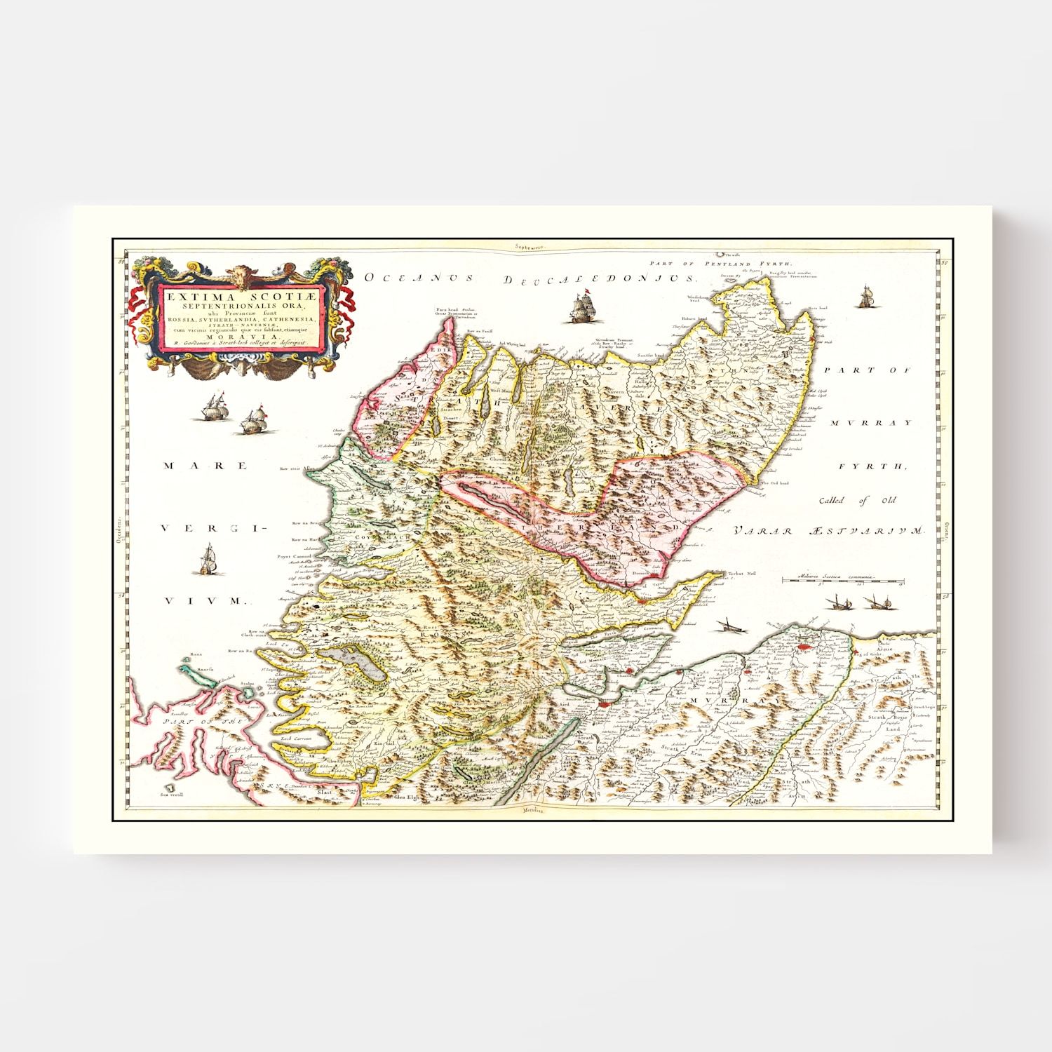 Vintage Map of the Scottish Highlands 1665
