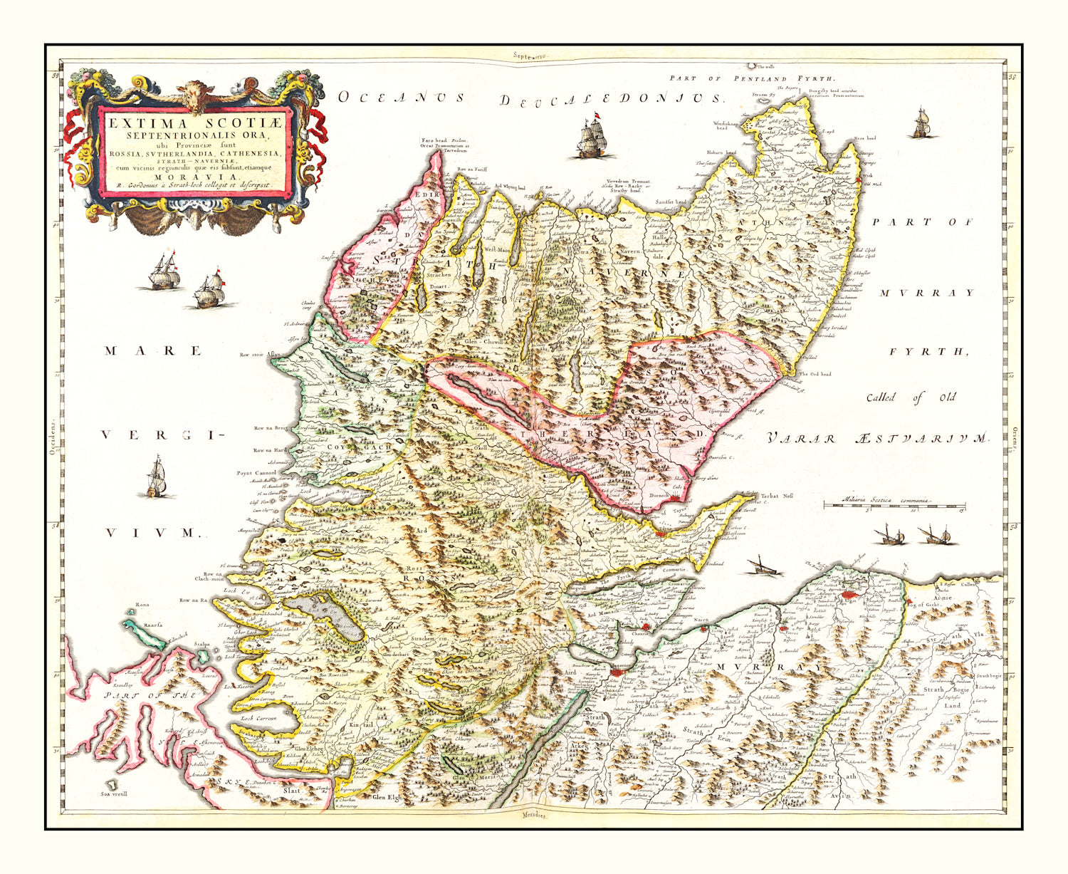 Vintage Map of the Scottish Highlands 1665