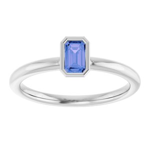 Platinum Natural Tanzanite Stackable Ring