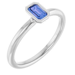 Platinum Natural Tanzanite Stackable Ring