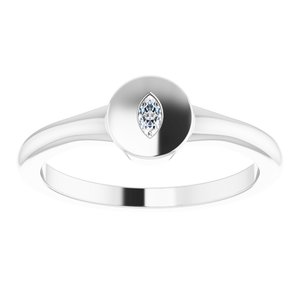 Sterling Silver .05 CT Natural Diamond Signet Ring