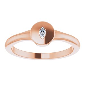 14K Rose Gold .05 CT Natural Diamond Signet Ring