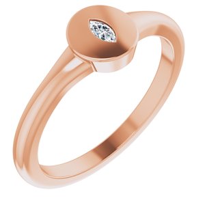 14K Rose Gold .05 CT Natural Diamond Signet Ring