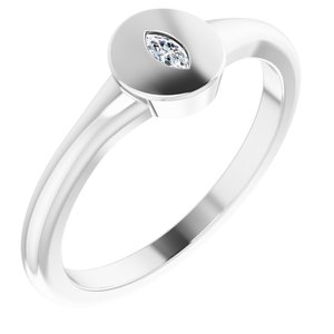 Platinum .05 CT Natural Diamond Signet Ring