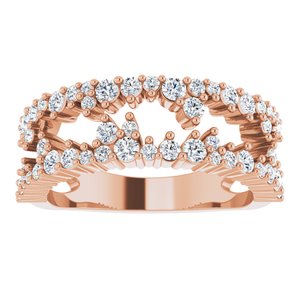 14K Rose Gold 3/4 CTW Natural Diamond Negative Space Ring