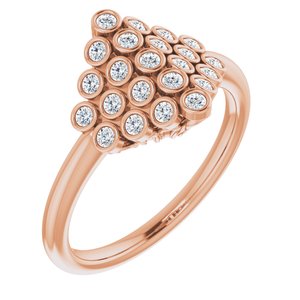14K Rose Gold 1/3 CTW Natural Diamond Bezel-Set Cluster Ring
