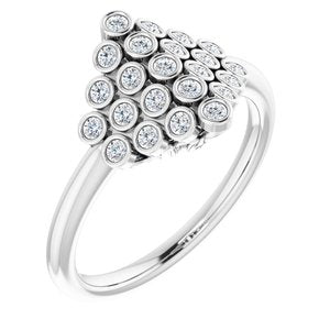 Sterling Silver 1/3 CTW Natural Diamond Bezel-Set Cluster Ring