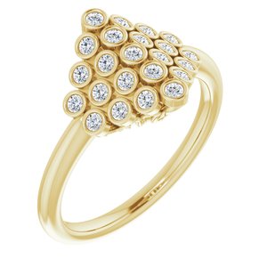 14K Yellow Gold 1/3 CTW Natural Diamond Bezel-Set Cluster Ring