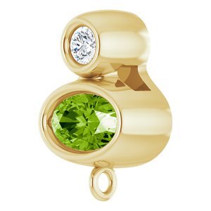 14K Yellow Gold Natural Peridot & .03 CT Natural Diamond Slide Bail