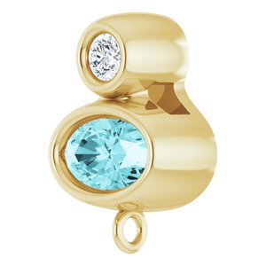 14K Yellow Gold Natural Blue Zircon & .03 CT Natural Diamond Slide Bail