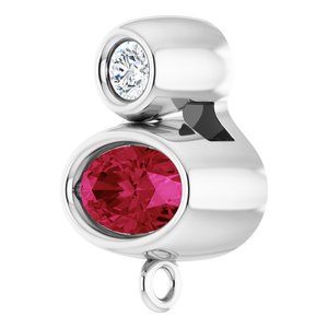 14K White Gold Lab-Grown Ruby & .03 CT Natural Diamond Slide Bail
