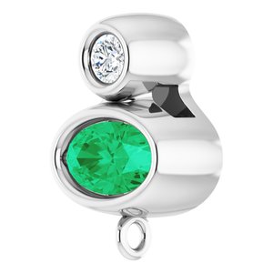 Platinum Lab-Grown Emerald & .03 CT Natural Diamond Slide Bail