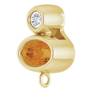14K Yellow Gold Natural Citrine & .03 CT Natural Diamond Slide Bail