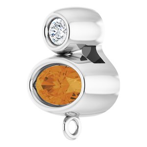Platinum Natural Citrine & .03 CT Natural Diamond Slide Bail