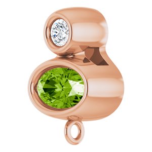 14K Rose Gold Natural Peridot & .03 CT Natural Diamond Slide Bail