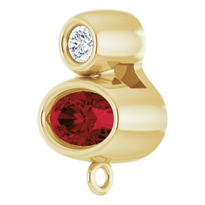 14K Yellow Gold Natural Mozambique Garnet & .03 CT Natural Diamond Slide Bail