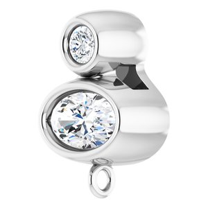 14K White Gold Natural White Sapphire & .03 CT Natural Diamond Slide Bail
