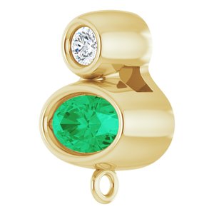 14K Yellow Gold Natural Emerald & .03 CT Natural Diamond Slide Bail