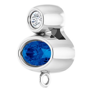 14K White Gold Lab-Grown Blue Sapphire & .03 CT Natural Diamond Slide Bail