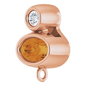 14K Rose Gold Natural Citrine & .03 CT Natural Diamond Slide Bail