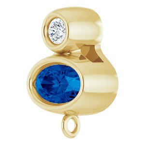 14K Yellow Gold Natural Blue Sapphire & .03 CT Natural Diamond Slide Bail
