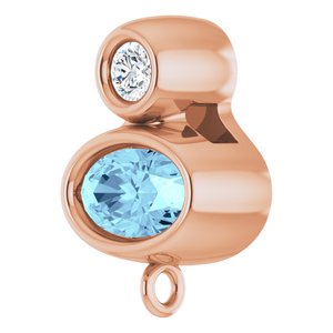 14K Rose Gold Natural Aquamarine & .03 CT Natural Diamond Slide Bail