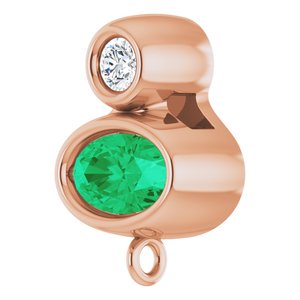 14K Rose Gold Natural Emerald & .03 CT Natural Diamond Slide Bail