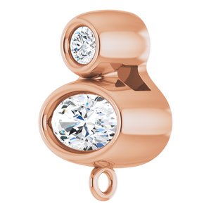 14K Rose Gold Natural White Sapphire & .03 CT Natural Diamond Slide Bail