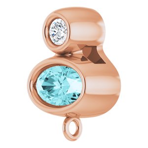 14K Rose Gold Natural Blue Zircon & .03 CT Natural Diamond Slide Bail