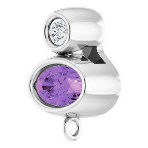 14K White Gold Natural Amethyst & .03 CT Natural Diamond Slide Bail