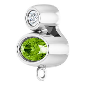 14K White Gold Natural Peridot & .03 CT Natural Diamond Slide Bail