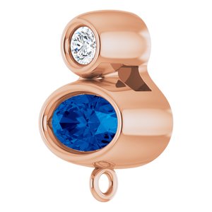 14K Rose Gold Natural Blue Sapphire & .03 CT Natural Diamond Slide Bail