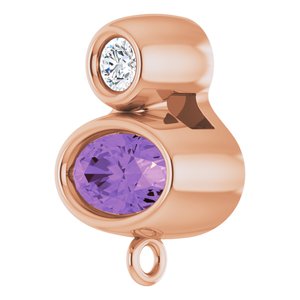 14K Rose Gold Natural Amethyst & .03 CT Natural Diamond Slide Bail