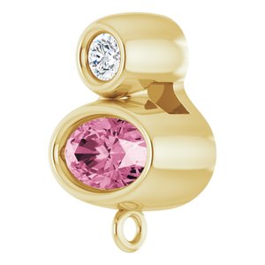 14K Yellow Gold Natural Pink Tourmaline & .03 CT Natural Diamond Slide Bail