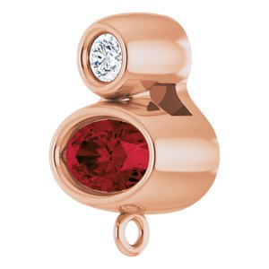 14K Rose Gold Natural Mozambique Garnet & .03 CT Natural Diamond Slide Bail