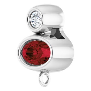14K White Gold Natural Mozambique Garnet & .03 CT Natural Diamond Slide Bail