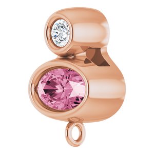 14K Rose Gold Natural Pink Tourmaline & .03 CT Natural Diamond Slide Bail